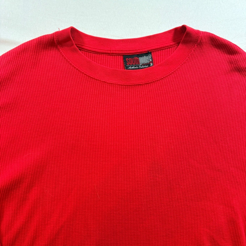 Southpole Thermal Shirt‎ Mens XL Red Waffle Knit Long Sleeve Crewneck Streetwear